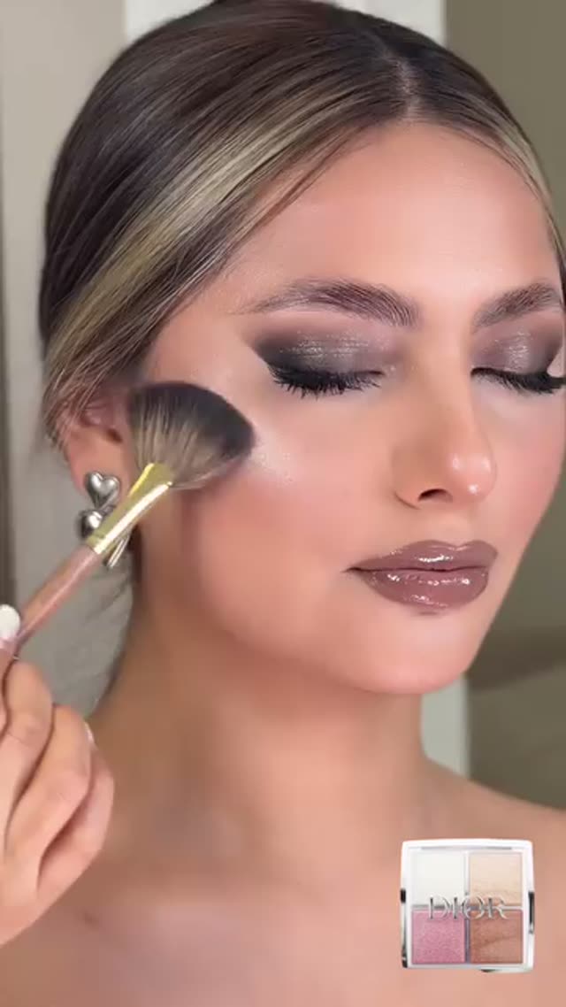 Warm bronzed evening makeup with a soft smoky eye